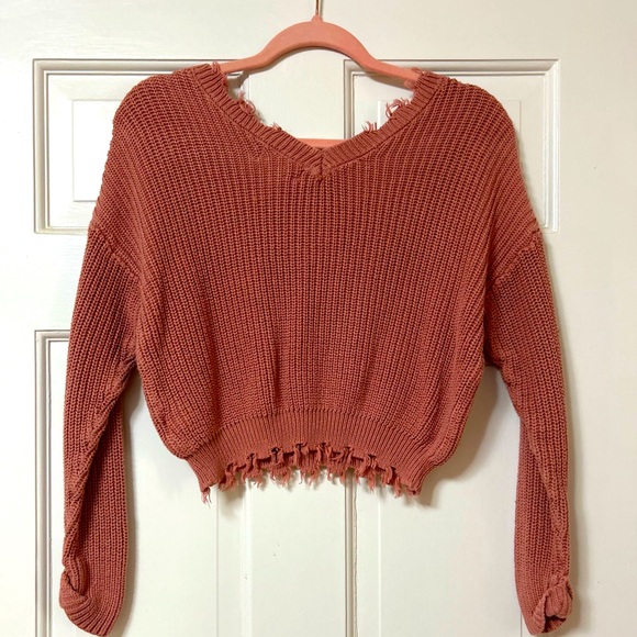 Jessica Simpson fringe pink sweater - Picture 1 of 3